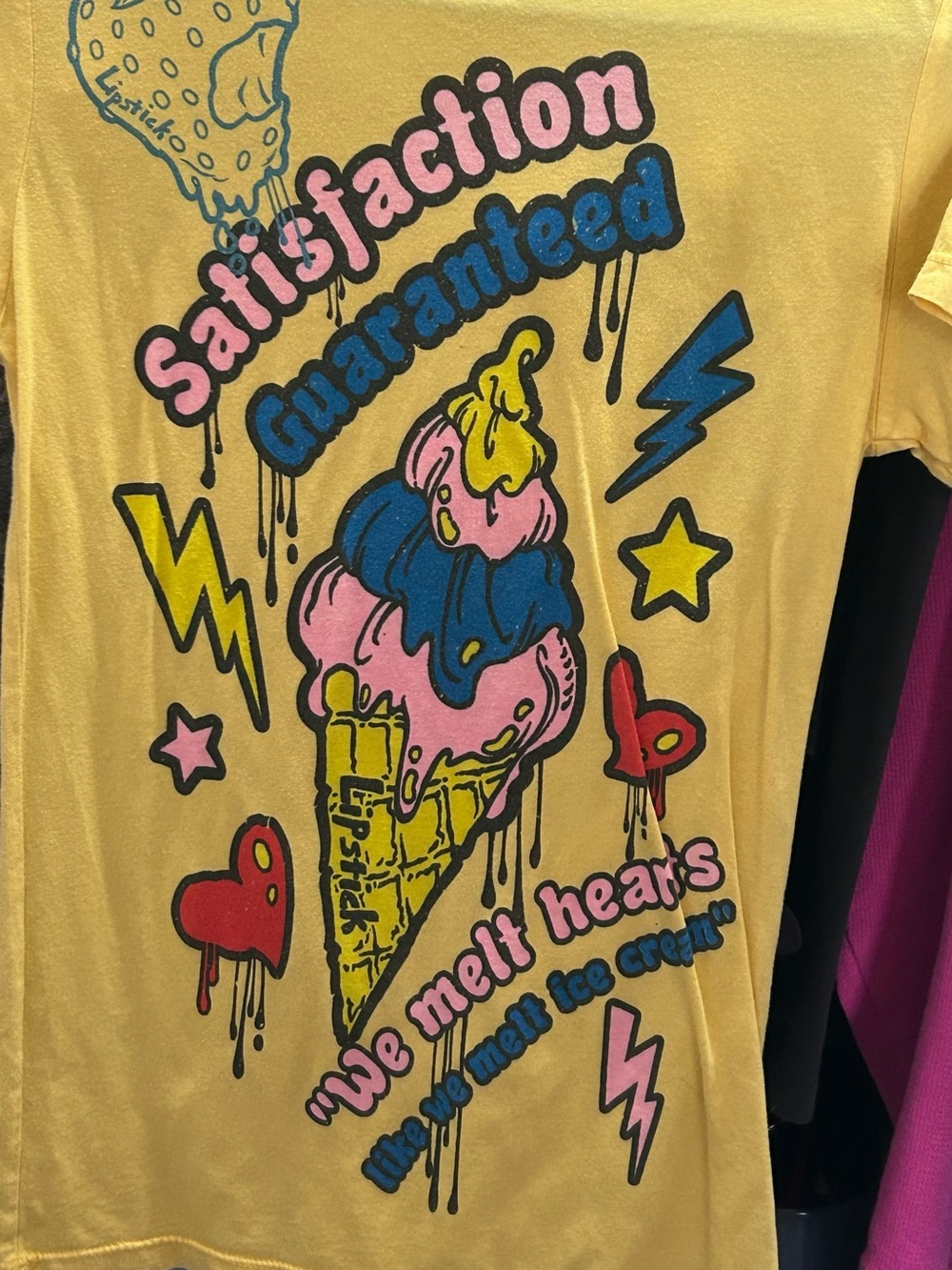 LipStick Yellow Graphic Tee - Satisfaction Guaranteed Ice Cream